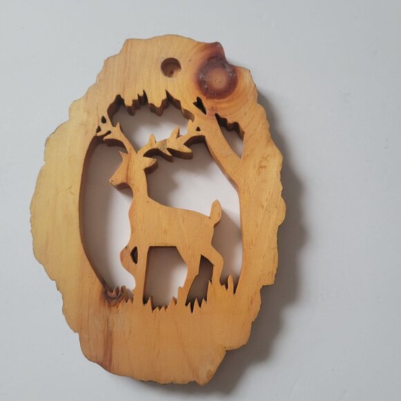 Handcrafted Wooden Deer Silhouette Wall Hanging Art Cabin Rustic - Picture 6 of 6